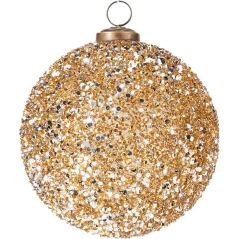 SFERA VETRO ORO PERLINE D.12